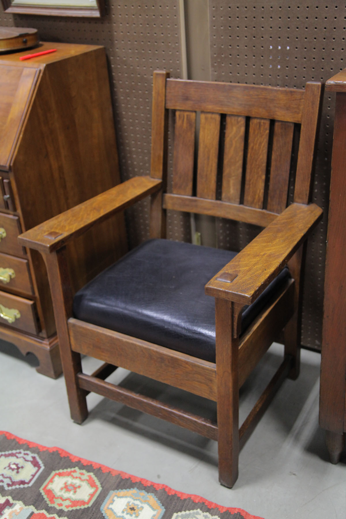 Appraisal: GUSTAV STICKLEY ARMCHAIR New York early th century oak Banister