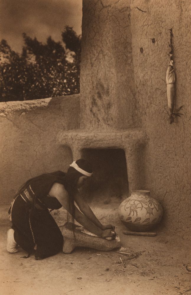 Appraisal: Edward Curtis Yahn at the Grinding Stone ca Edward S