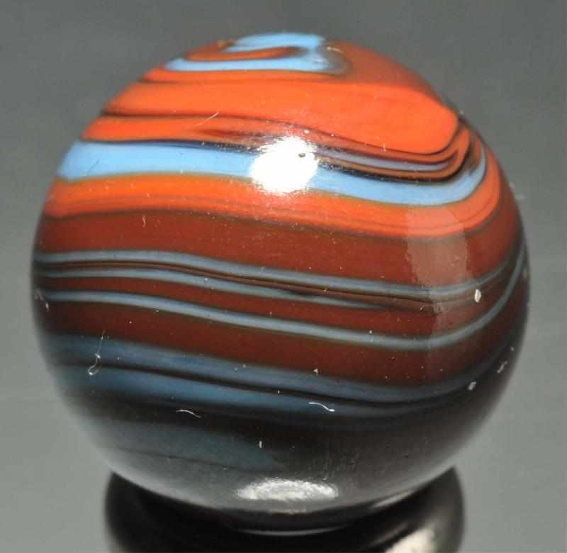 Appraisal: Christensen Agate Striped Opaque Marble Description Blue base with very