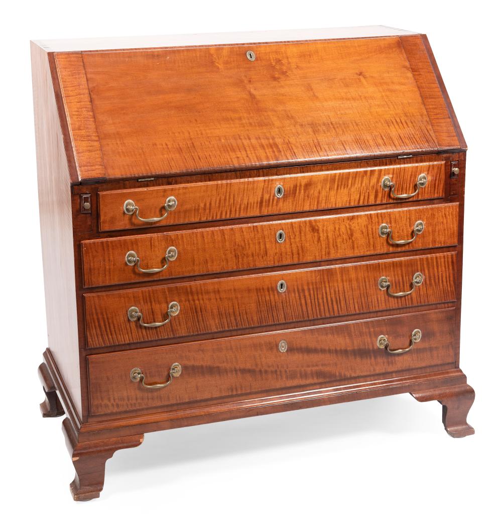 Appraisal: CHIPPENDALE SLANT-LID DESK MASSACHUSETTS CIRCA HEIGHT WIDTH DEPTH CHIPPENDALE SLANT-LID