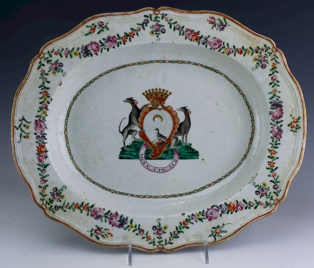 Appraisal: Qianlong Chinese Export Armorial Porcelain Platter Antique Chinese export porcelain