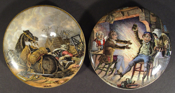 Appraisal: Two Victorian Prattware pot lids printed in colour with 'War'