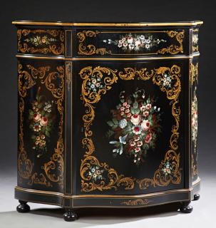 Appraisal: Italian Style Ebonized Mahogany Bombe Parlor Cabin Italian Style Ebonized