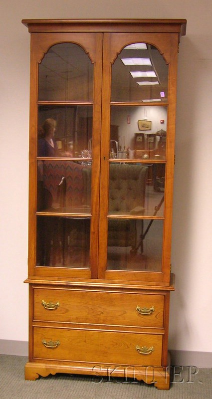 Appraisal: Leopold Stickley Georgian-style Glazed Cherry Step-back Bookcase in two parts