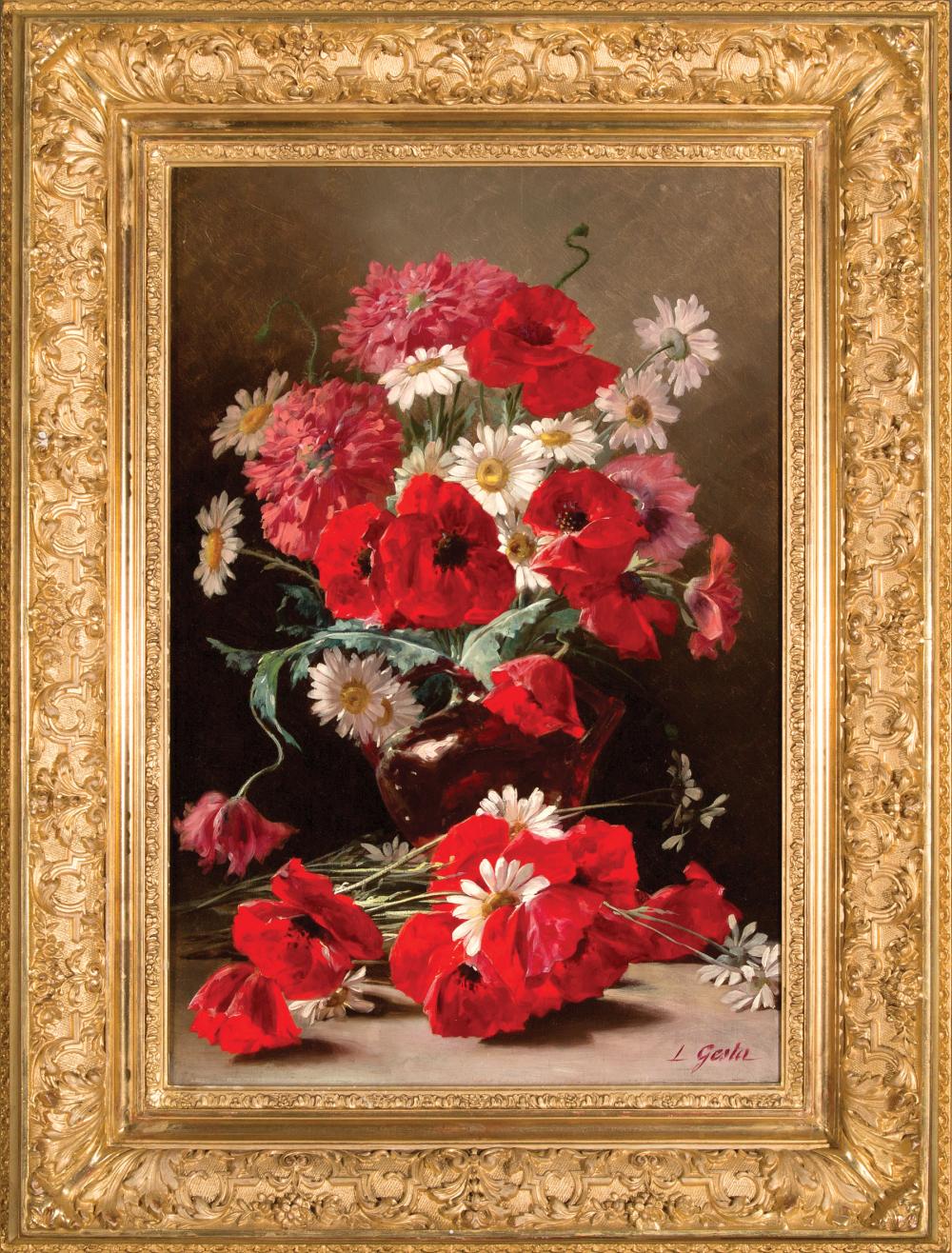 Appraisal: Louis Victor Gesta French - Still Life with Daisies Poppies