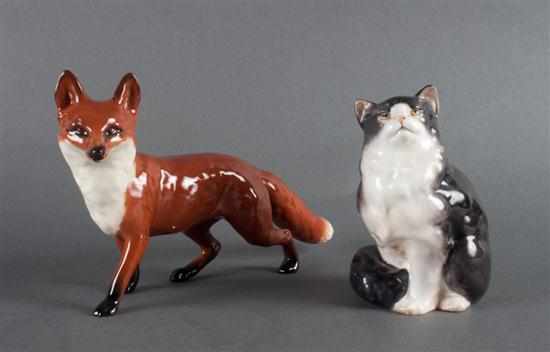 Appraisal: Royal Doulton china cat figure and a Beswick china fox