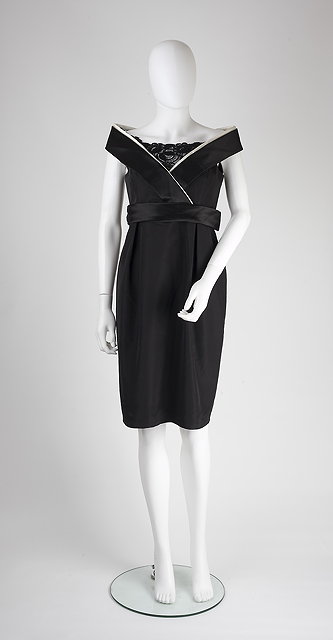 Appraisal: An Alexander McQueen black silk evening dress with black lace