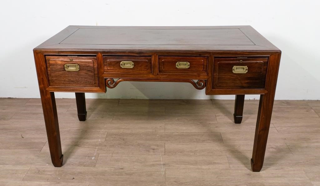 Appraisal: CHINESE CHIPPENDALE STYLE MAHOGANY DESKChinese Chippendale Style Mahogany Desk Chinese