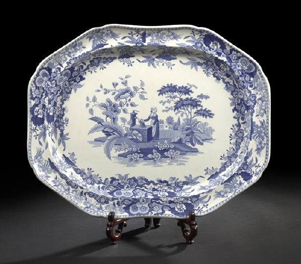 Appraisal: Monumental Spode Blue and White Transfer-Printed Pottery Meats Platter first