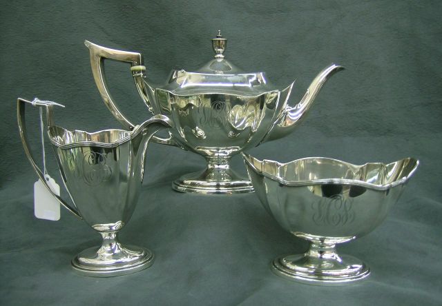 Appraisal: Gorham Sterling -piece Tea Set Plymouth Pattern Including Teapot with