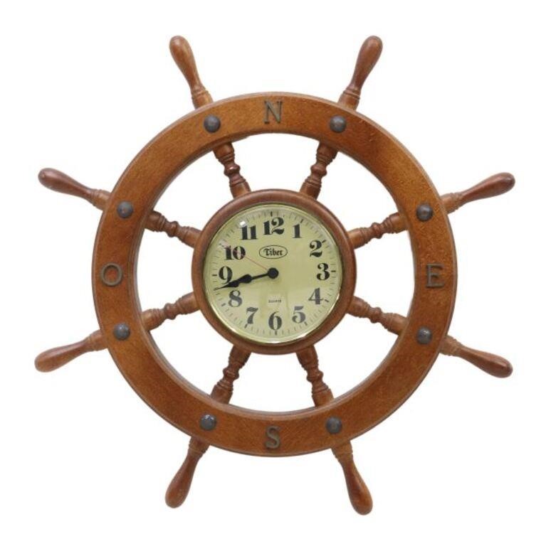 Appraisal: Nautical ship's wheel wall clock Tiber th c dial with