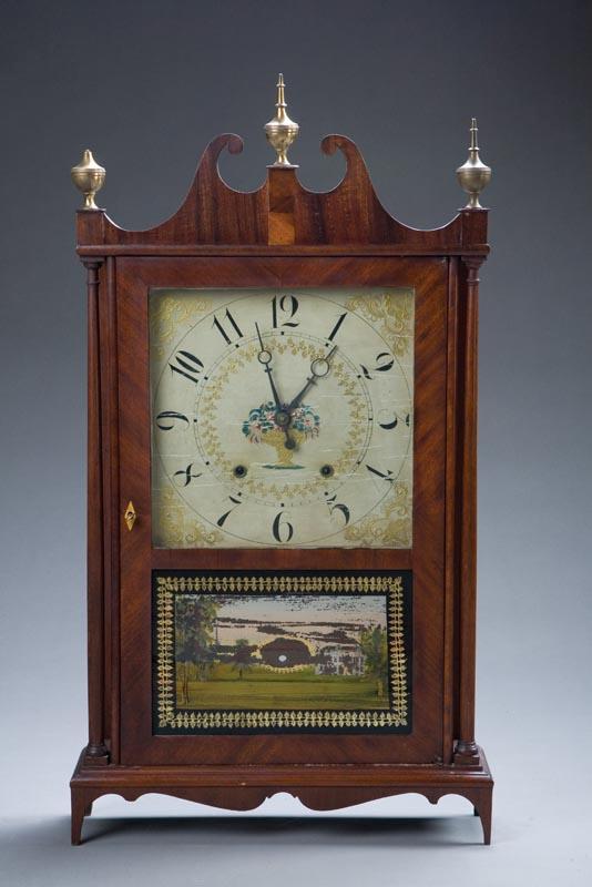 Appraisal: PILLAR AND SCROLL CLOCK Labeled for Eli Terry and Sons