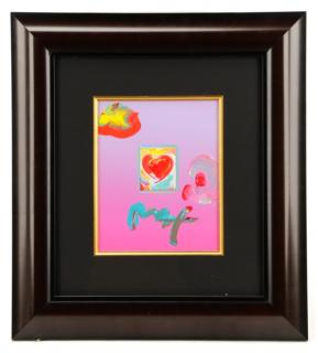 Appraisal: Peter Max Heart Signed Mixed Media Peter Max German American