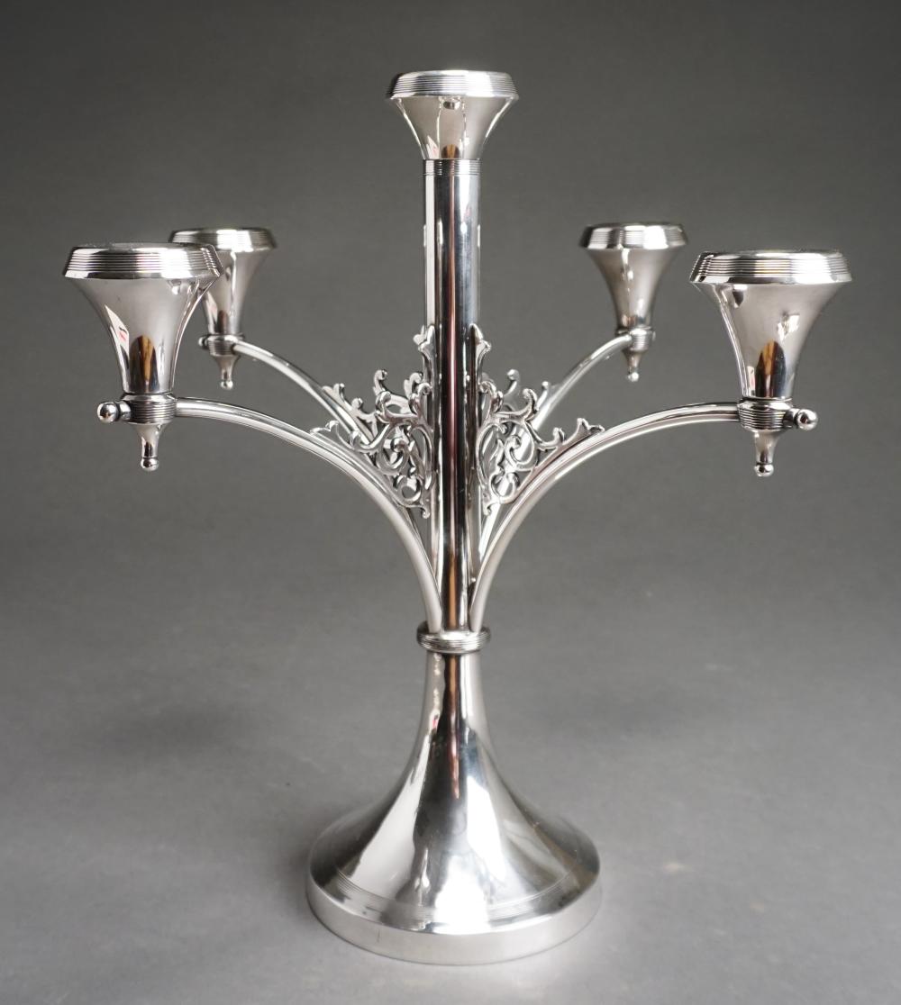 Appraisal: Contemporary Silver Plate Five-Light Candelabra H in cm