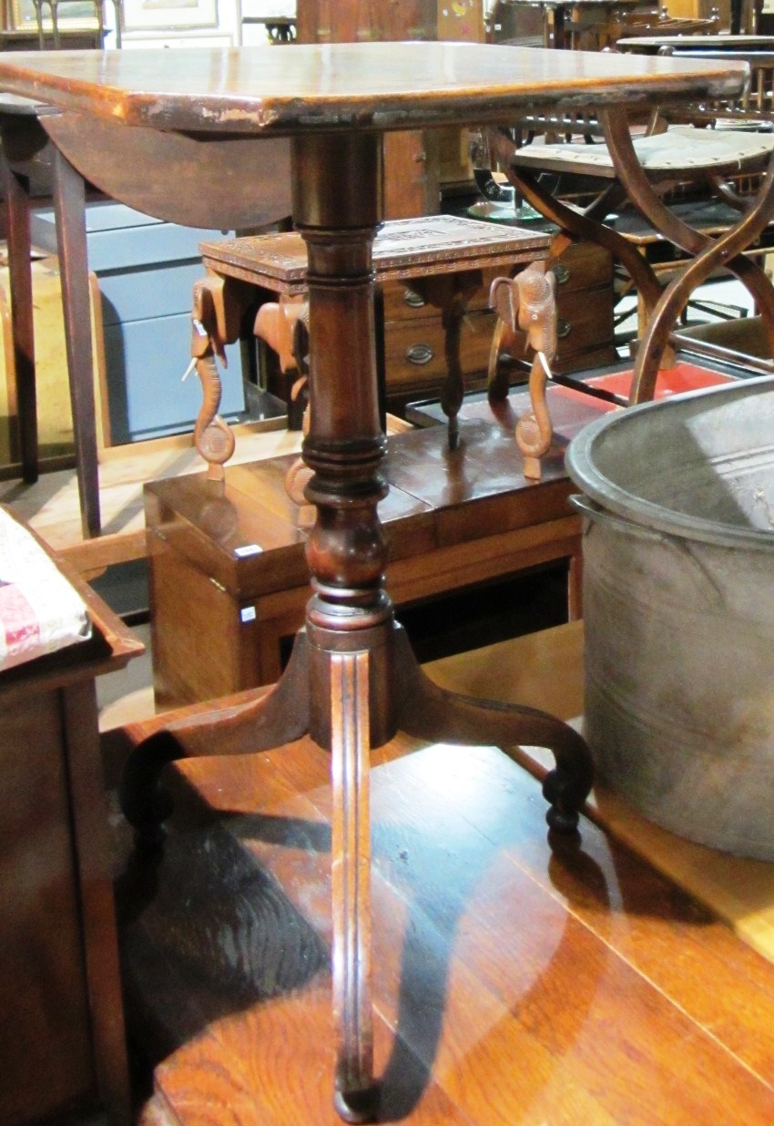 Appraisal: A th century walnut and inlaid tripod table and an