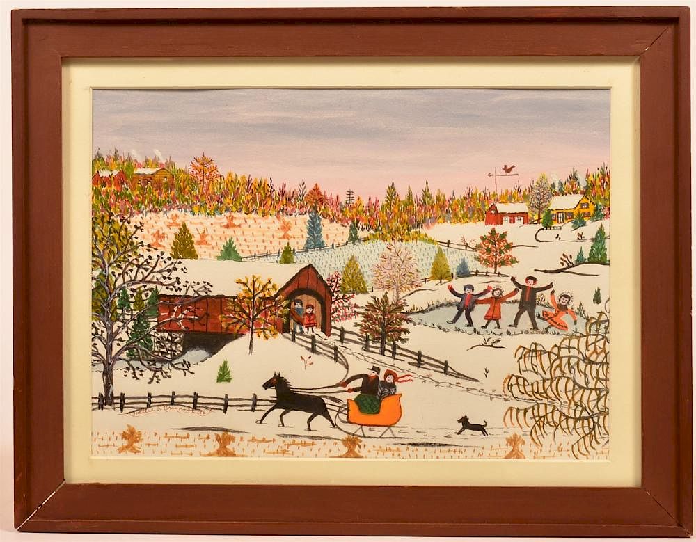 Appraisal: Hattie K Brunner Winter Scene Hattie K Brunner Watercolor on