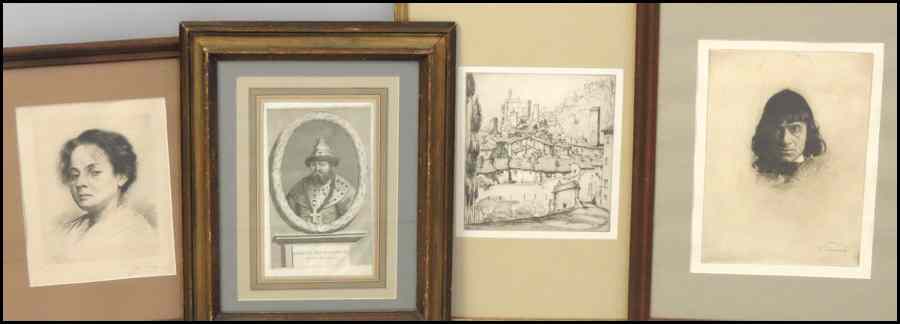 Appraisal: GROUP OF FOUR FRAMED ASSORTED PRINTS John Phillips Portrait of