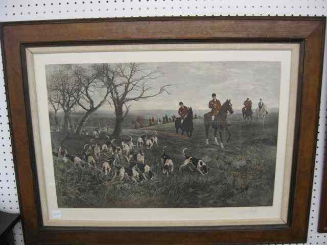 Appraisal: Haywood Hardy Lithograph ''Lost Scent'' fox hunt scene image area