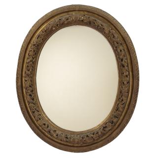 Appraisal: Continental Rococo giltwood oval wall mirror Continental Rococo giltwood oval