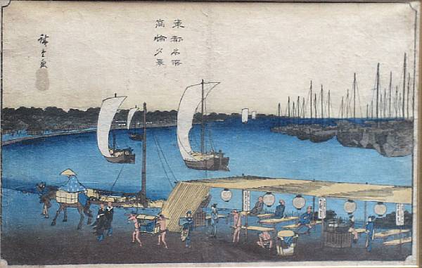 Appraisal: Ten woodblock prints of Hiroshige and Hiroshige reproductions Each framed