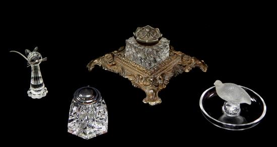 Appraisal: Four th th C glass articles featuring Lalique Swarovski and