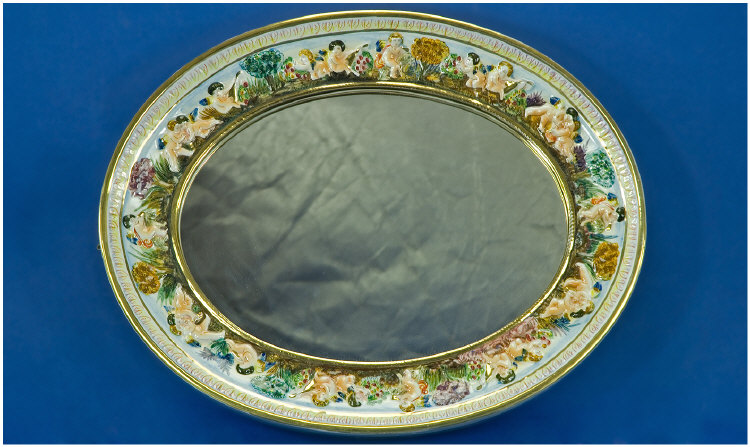 Appraisal: Capodimonte Mirror R S Marino Full capodimonte mark inches by