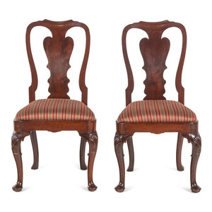 Appraisal: A Pair of Queen Anne Shell-Carved Walnut Pad Foot and