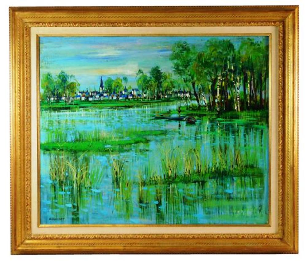 Appraisal: Jean Monneret French b Etang en Soloone oil on canvas