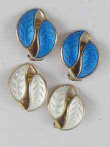 Appraisal: Two pairs of silver and enamel ear clips by David