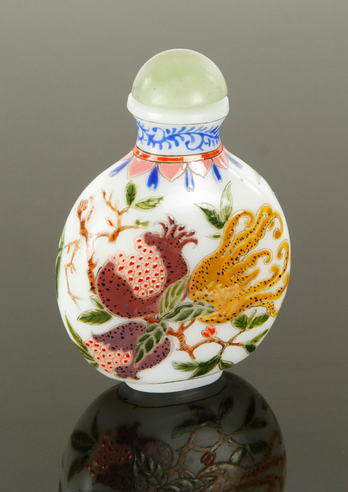 Appraisal: - Chinese Enameled Glass Snuff Bottle Enameled glass snuff bottle