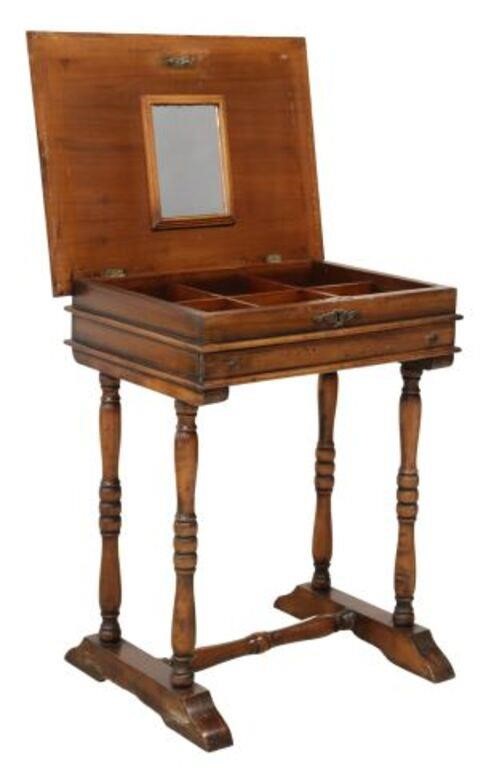 Appraisal: French walnut travailleuse sewing table late th c hinged top