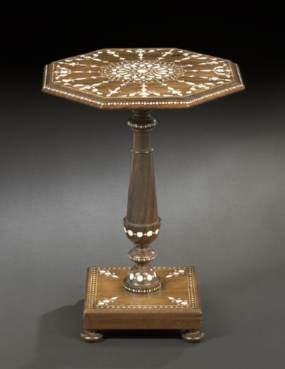 Appraisal: Anglo-Colonial Rosewood and Bone-Inlaid Occasional Table third quarter th century