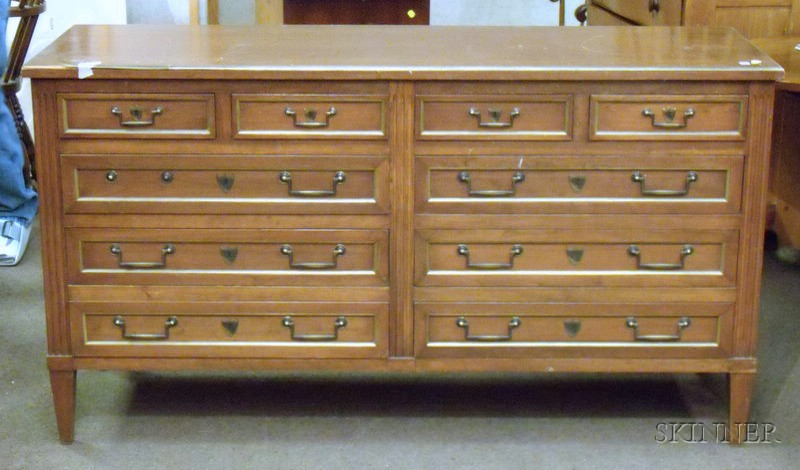 Appraisal: French Brass-mounted Mahogany Ten-Drawer Double Dresser