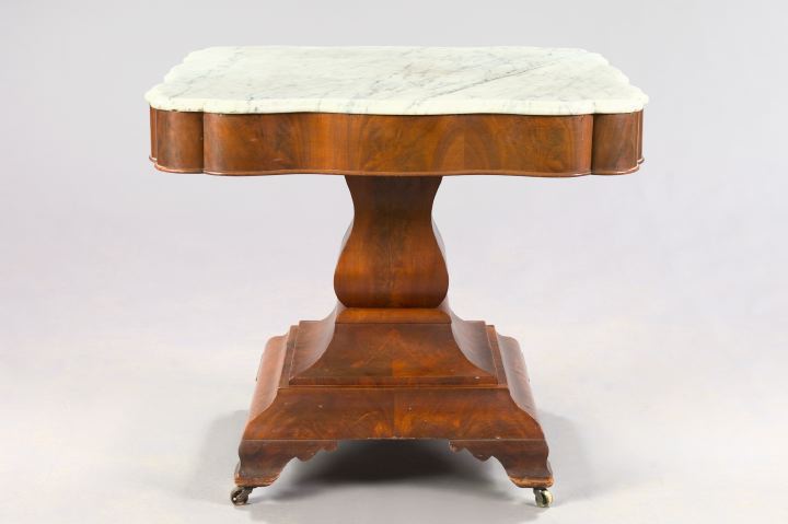 Appraisal: American Late Classical Mahogany and Marble-Top Center Table second quarter