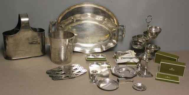 Appraisal: Christofle and other Silverplate Lot Includes a deco ice bucket