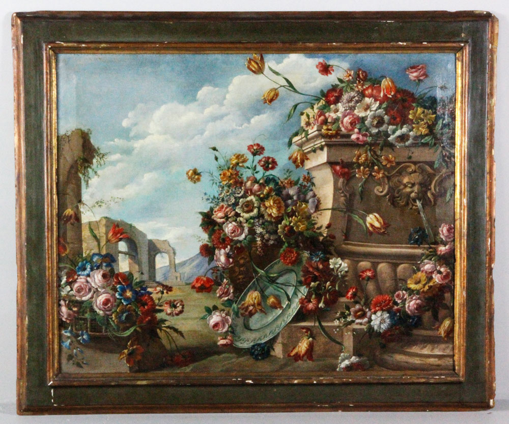 Appraisal: - th C Pair of Floral Still Lifes O C