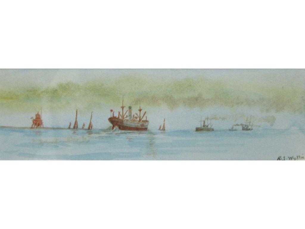 Appraisal: R J WYLLIE Watercolour seascape with shipping signed