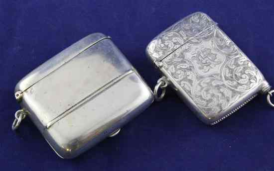 Appraisal: A late Victorian silver vesta case with propelling pencil engraved