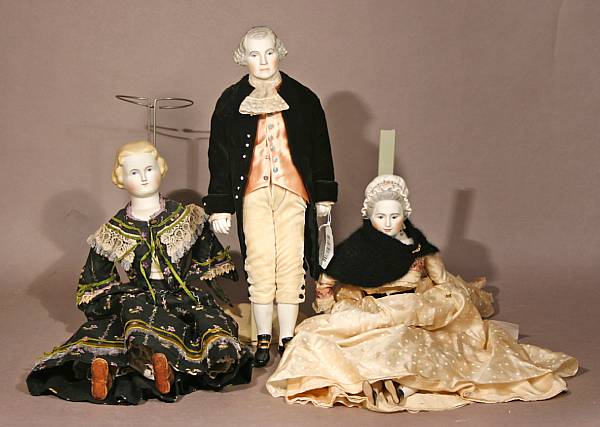 Appraisal: Grouping of Emma Clear Dolls George and Martha Washington historically