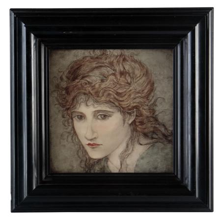 Appraisal: HANNAH MOORE WALTON - FRAMED TILE AFTER BURNE-JONES CIRCA painted