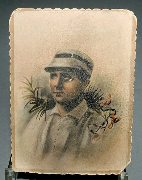 Appraisal: Hand-painted portrait of an early baseball player th th c