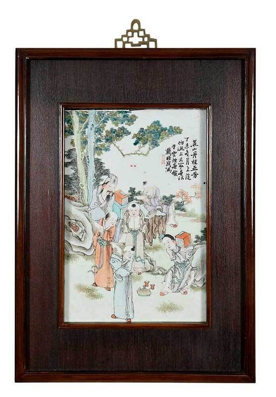 Appraisal: Chinese Famille Rose Enameled Porcelain Plaque late Qing Republic period