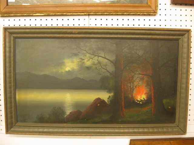 Appraisal: Louis Griffith Oil ''Campfire Bat Cave''image area '' x ''