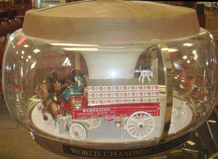 Appraisal: Budweiser Clydesdale Horses revolving carousel lamp new old stock working