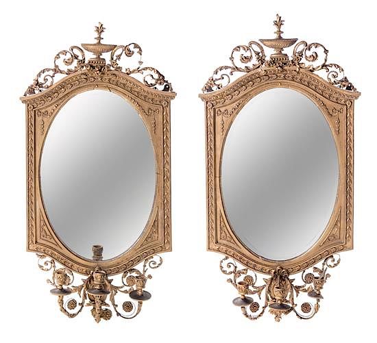 Appraisal: A Pair of Continental Giltwood Girandole Mirrors Height x width