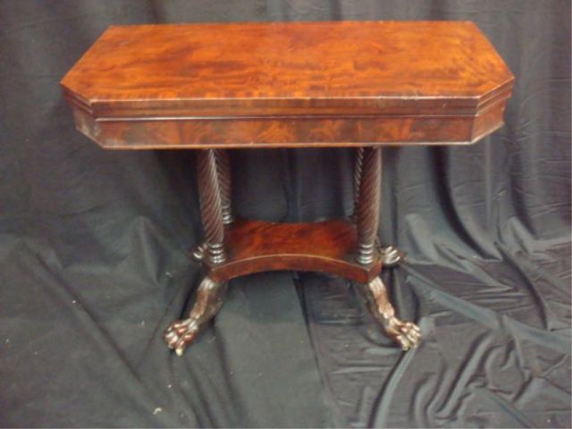 Appraisal: th Cent Mahogany Flip Top Game Table with Hairy Paw