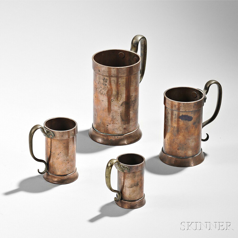 Appraisal: Set of Four Graduated Copper Measures Chenango New York after