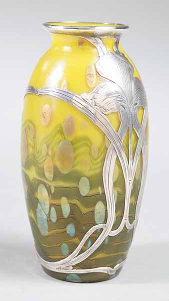 Appraisal: A Good Art Nouveau Loetz Glassworks Iridescent Glass and Silver