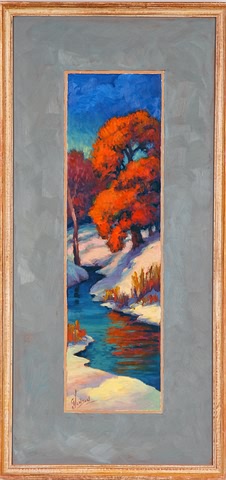 Appraisal: Winter landscape with creek oil on masonite x sight SLL