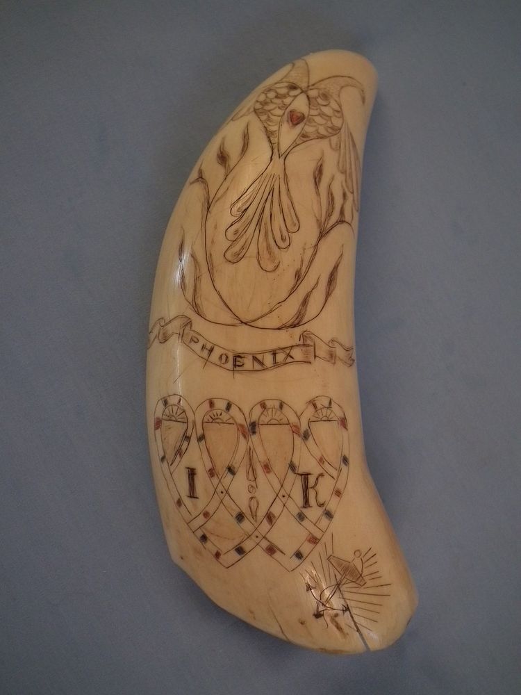 Appraisal: SCRIMSHAW WHALE TOOTH - WHALE SHIP th century whale tooth